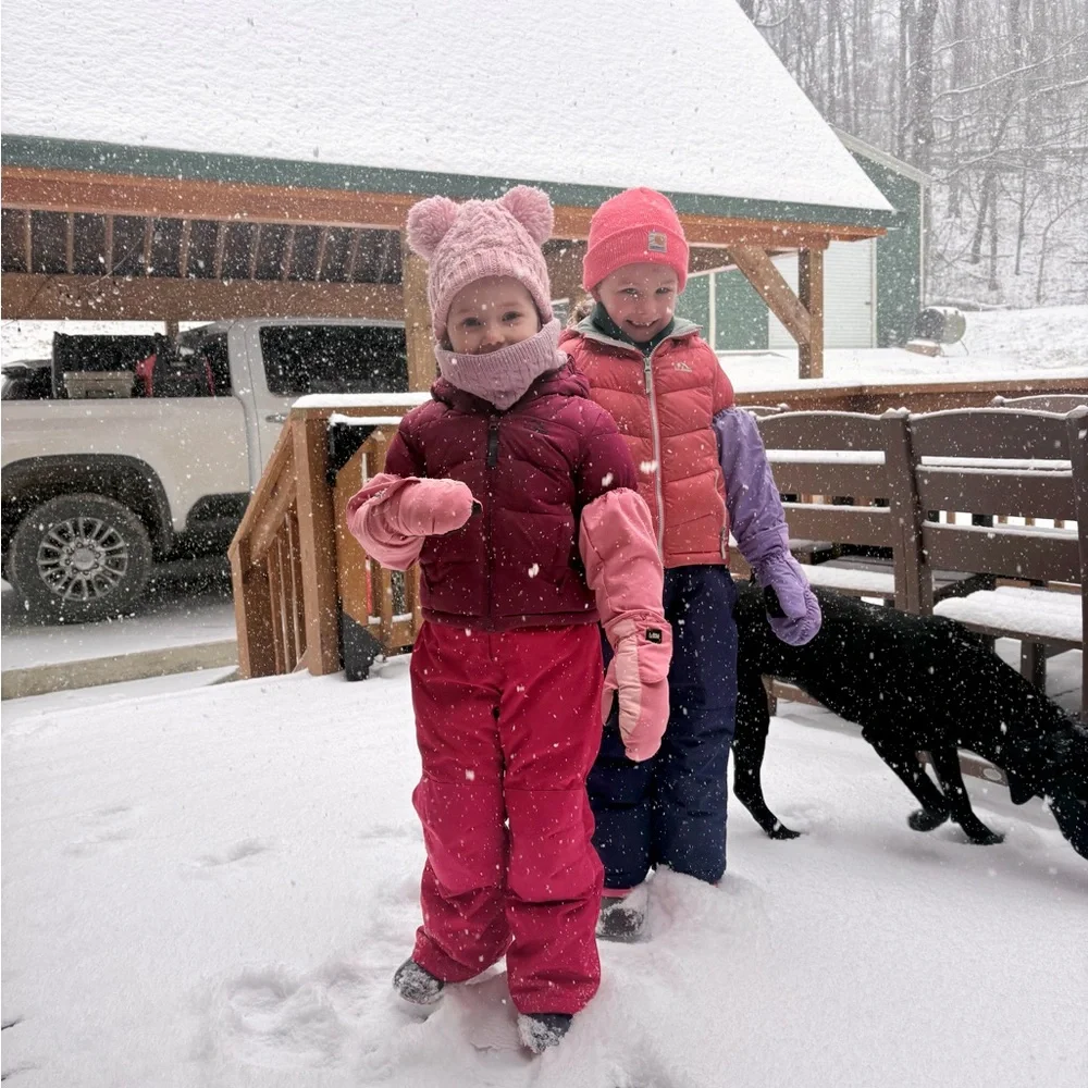Pink Kids Mittens L-Bow Ski Snow Gloves